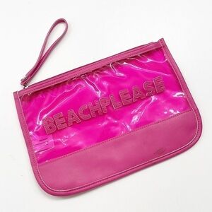 Beach Please hot pink clear cosmetic makeup pouch